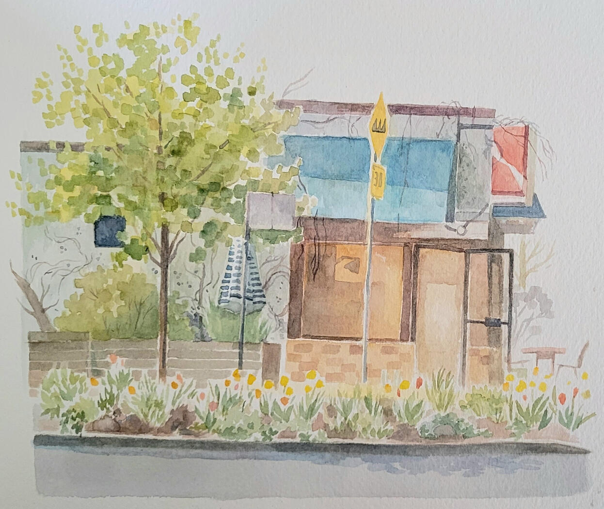 sketch of a cafe